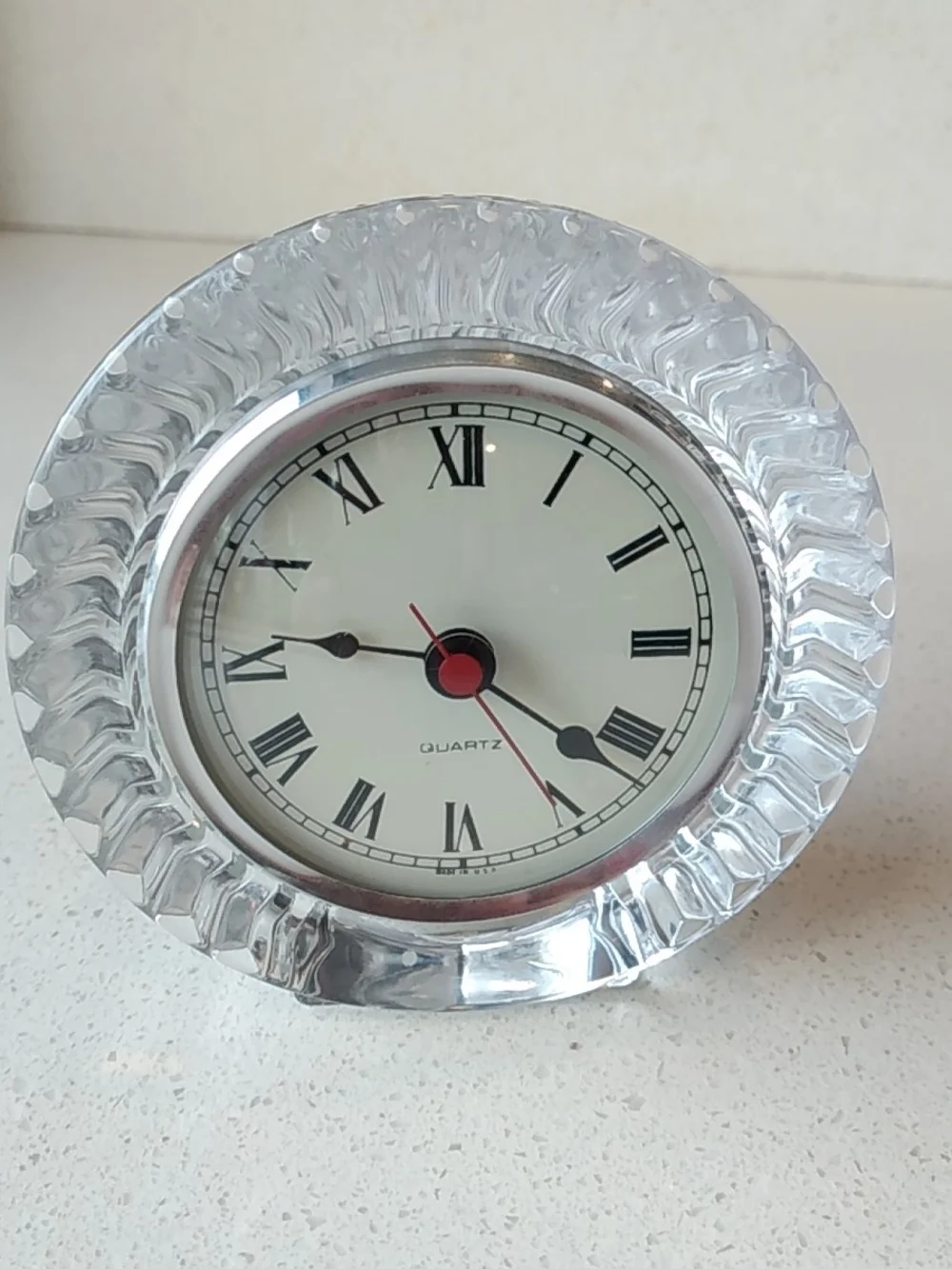 Cristal D'Arques France Classic Clear Crystal Table Clock - Silver Tone Accent